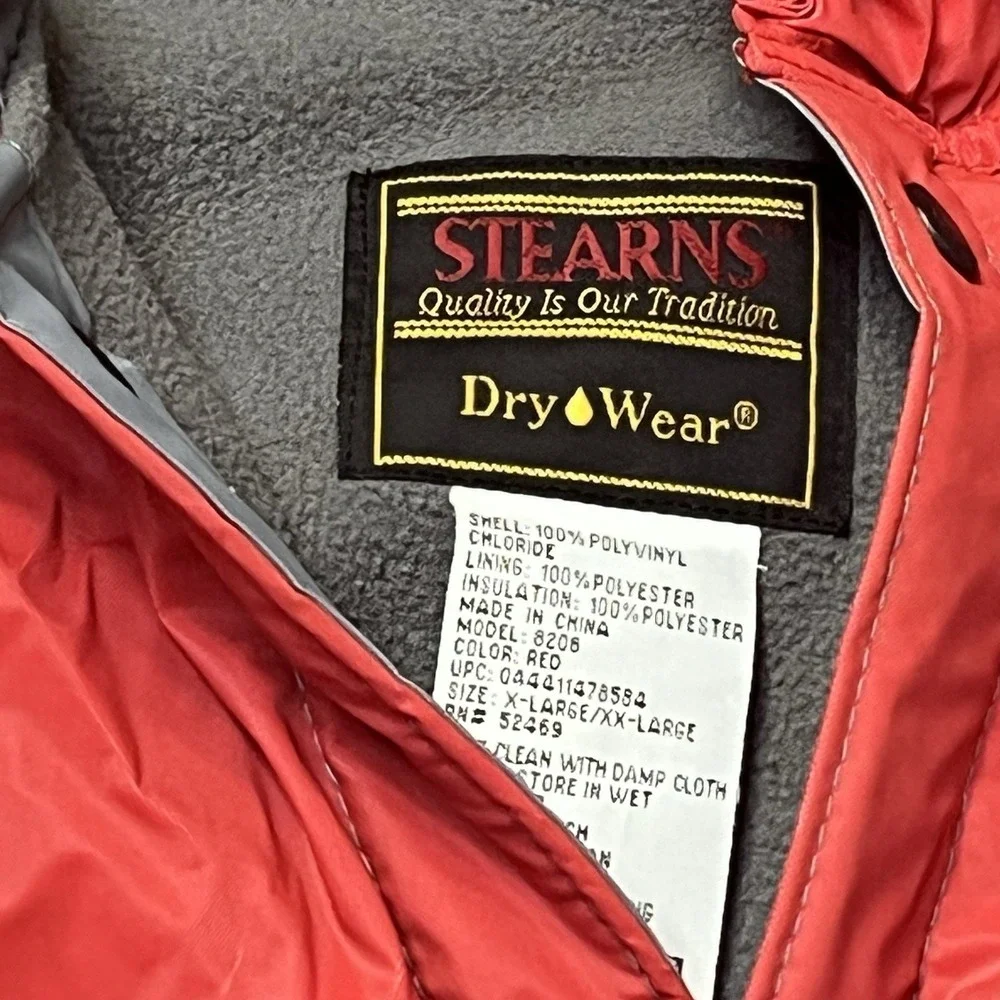 Stearns Waterproof Dry Wear Hooded Fleece Lined‎ Jacket Coat Red XL-XX-Large